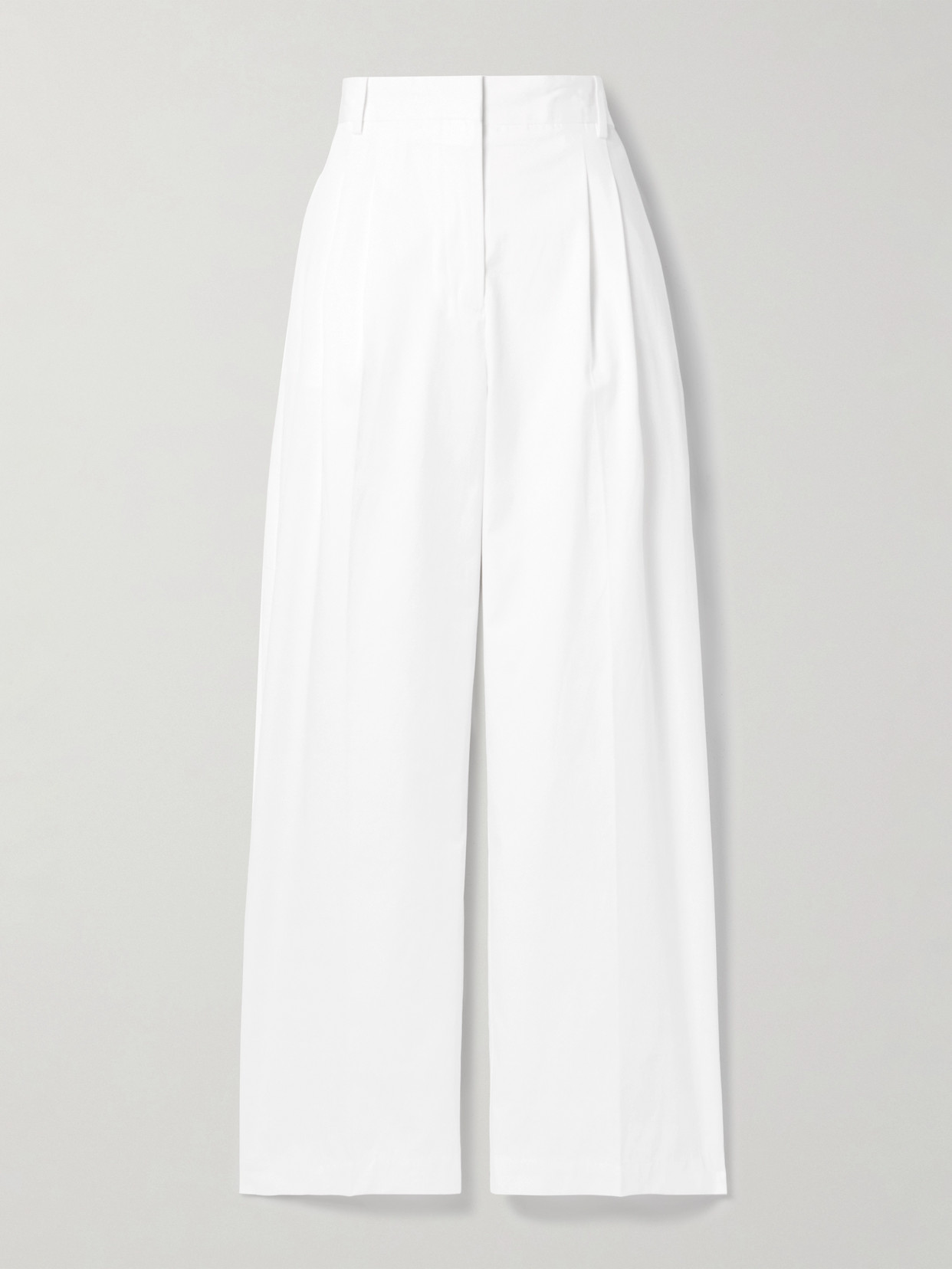 Rohe Pleated Cotton Wide-leg Pants In White