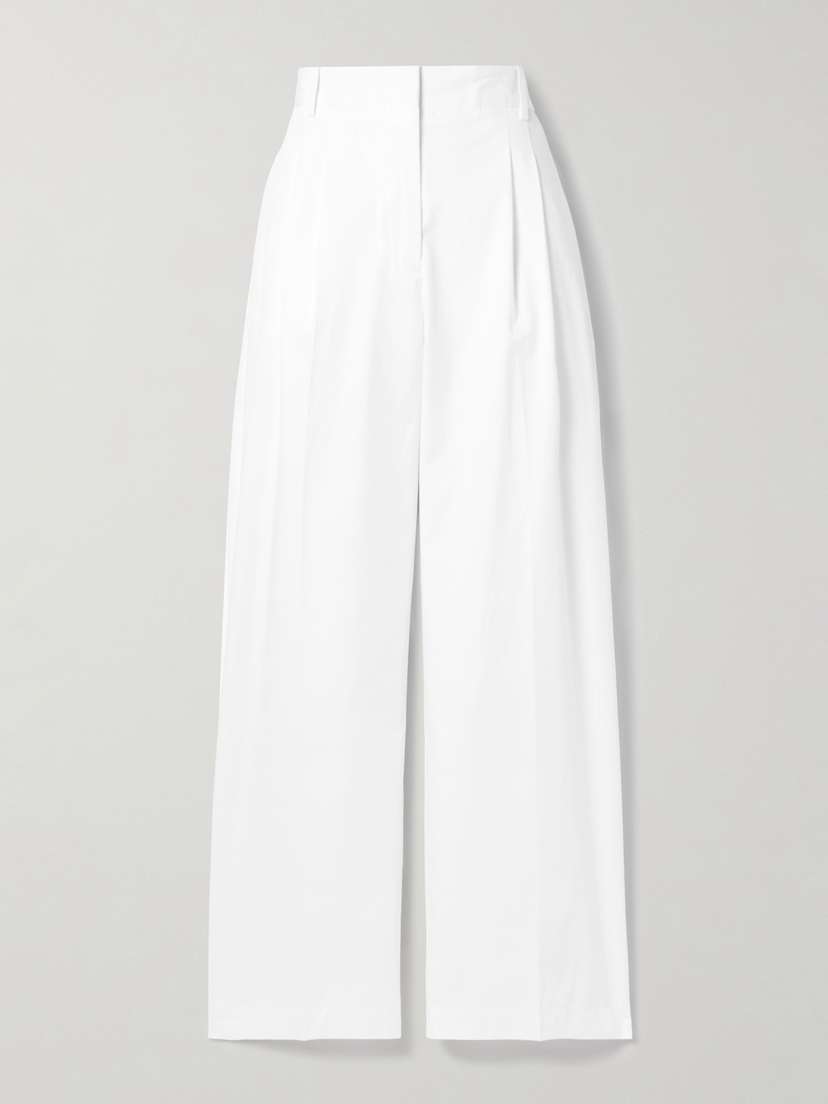 RÓHE Pleated Cotton Wide-leg Pants