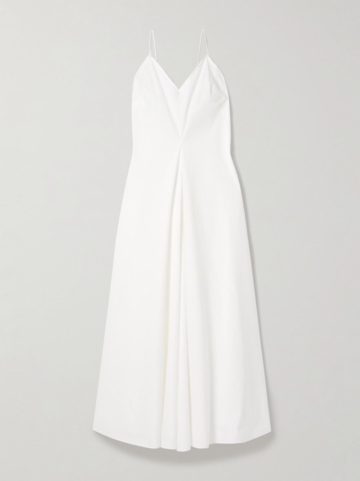 Shop Rohe Pleated Cotton-poplin Midi Dress In White