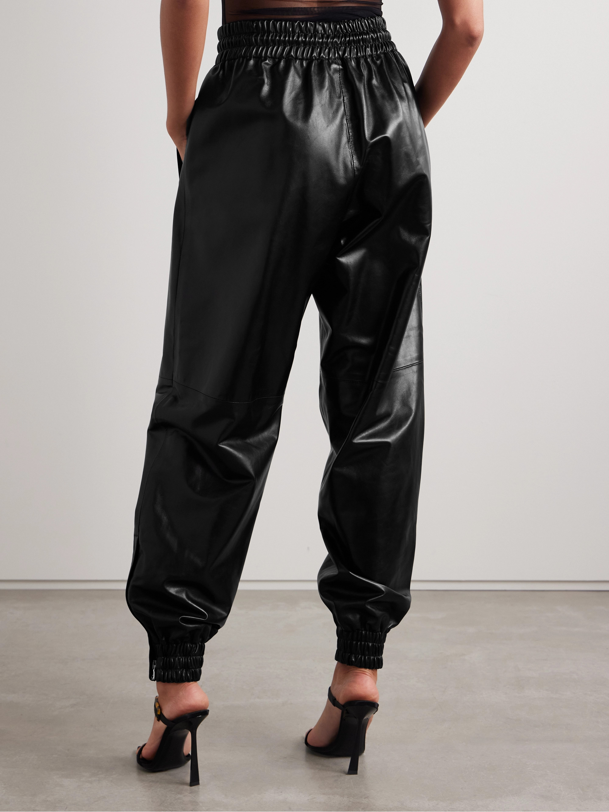 Salon 1884 Toda leather tapered track pants