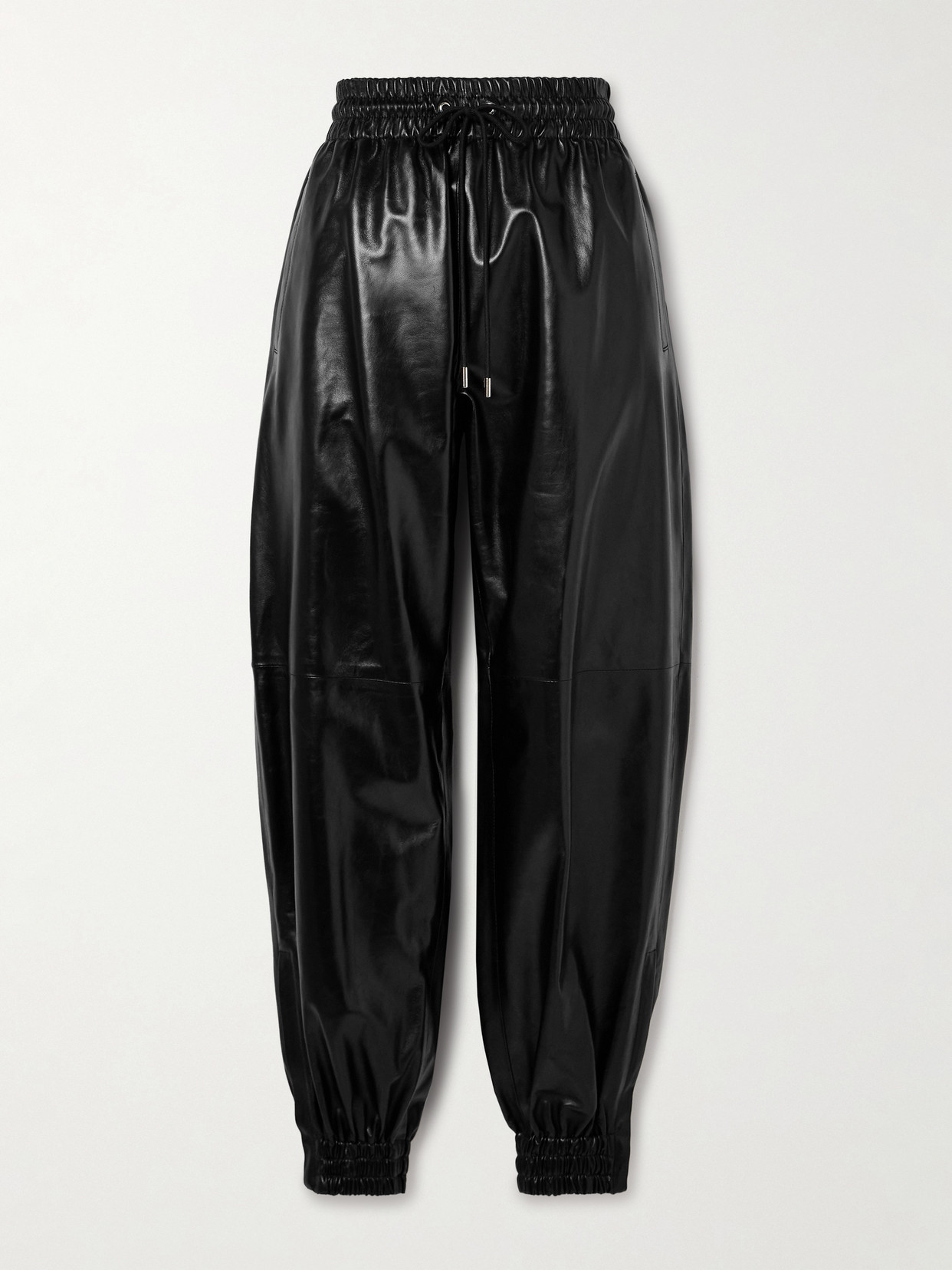 Salon 1884 Toda Leather Pull-on Track Pants In Black