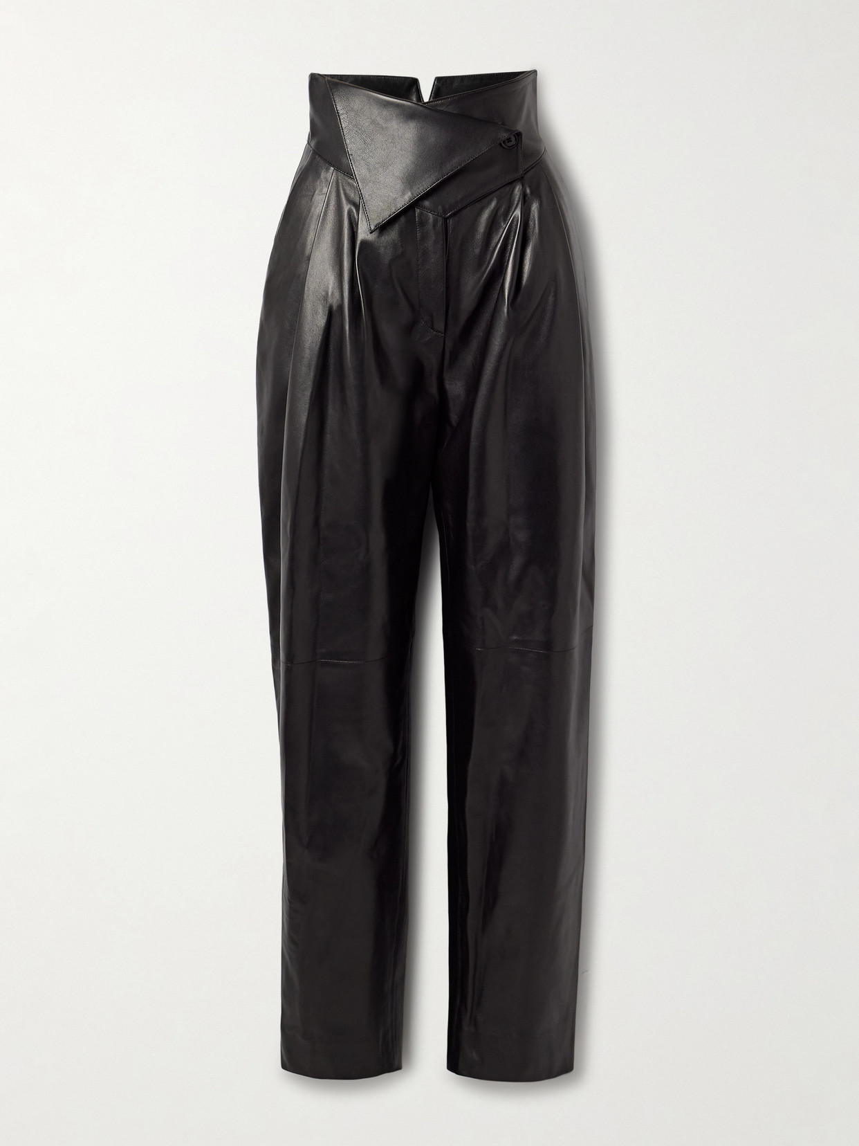 Salon 1884 Rekian Pleated Leather Tapered Pants In Black
