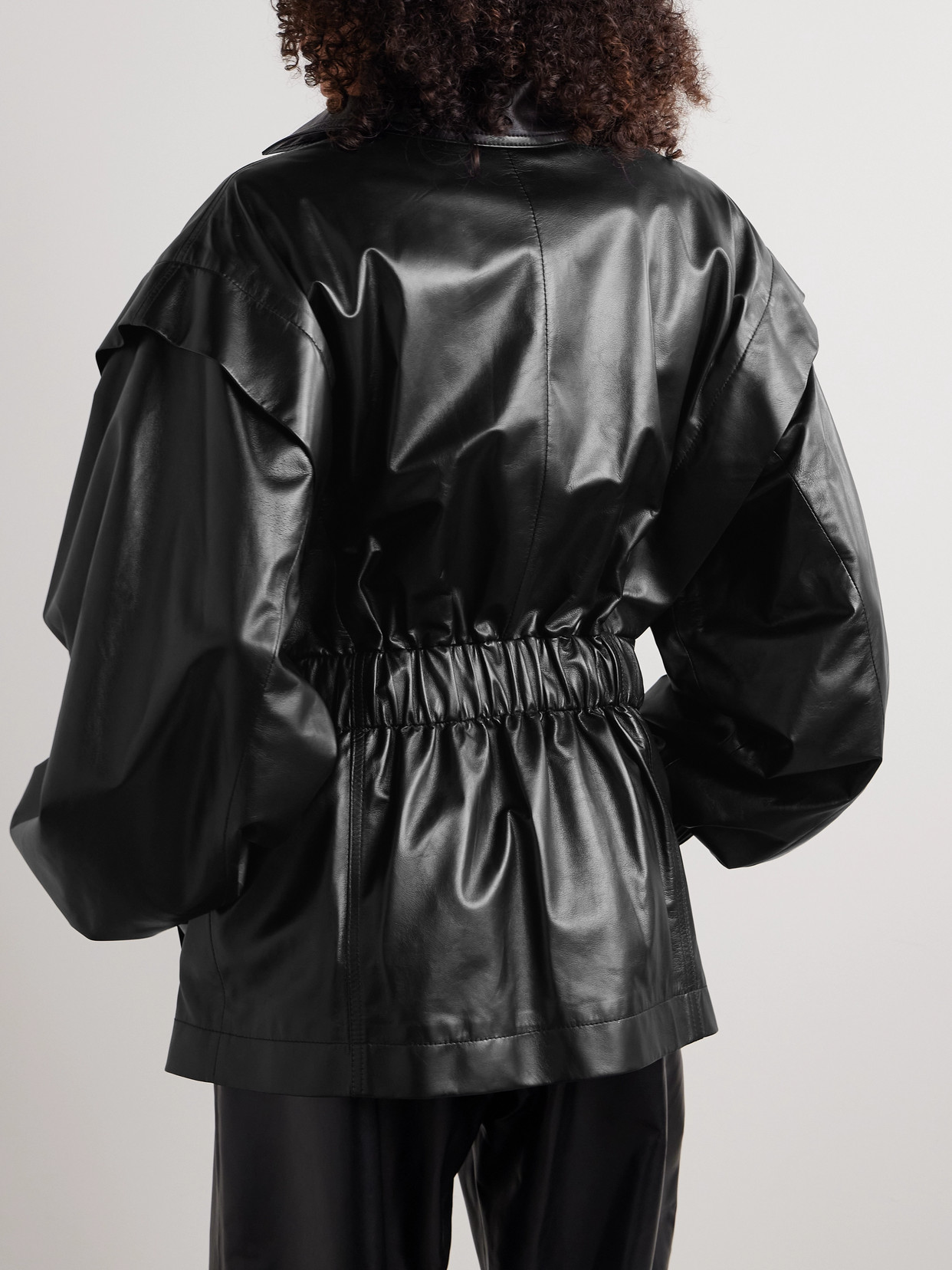 Salon 1884 Misha Leather Track Jacket In Black
