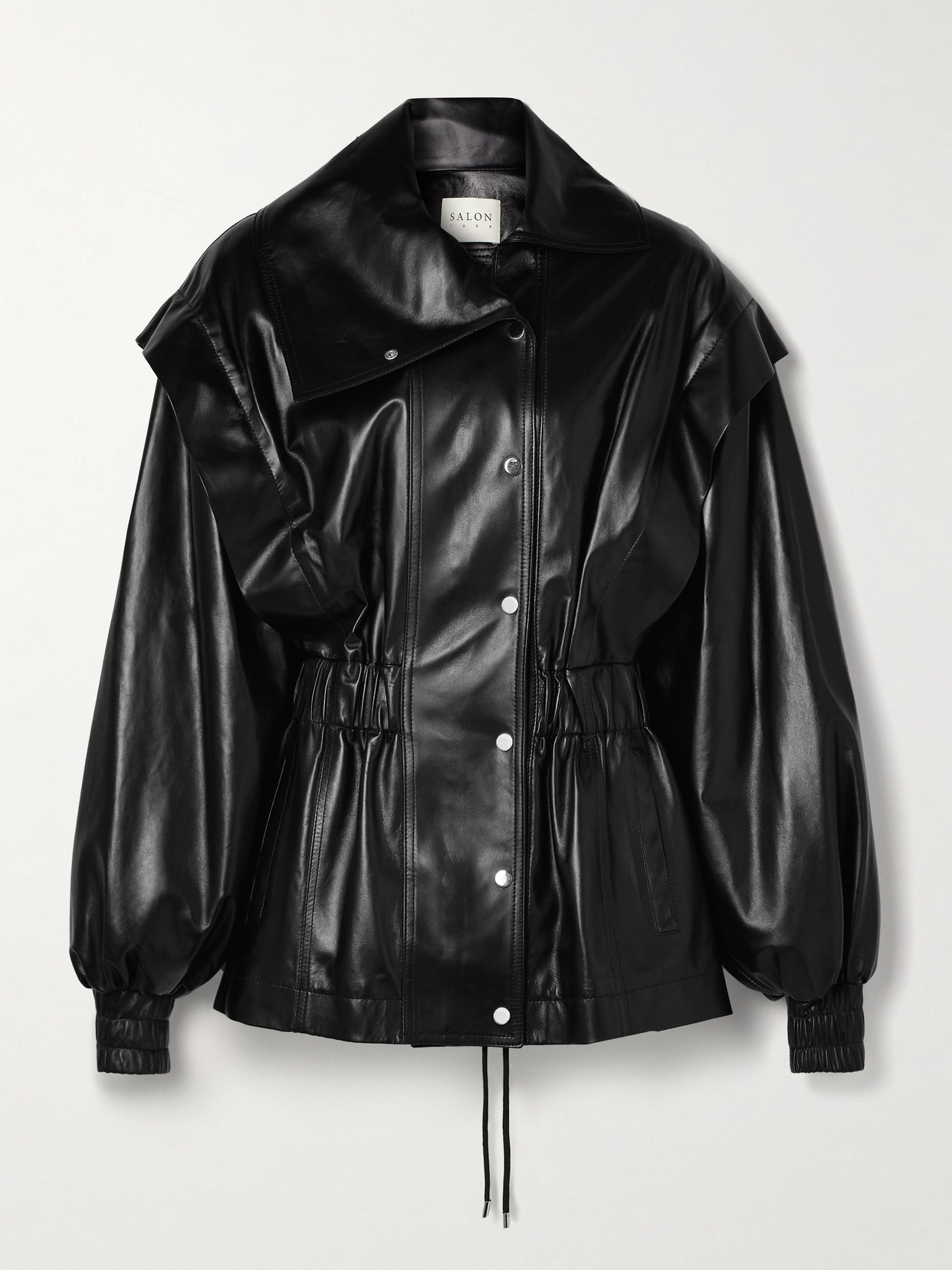 Salon 1884 Misha Leather Track Jacket In Black