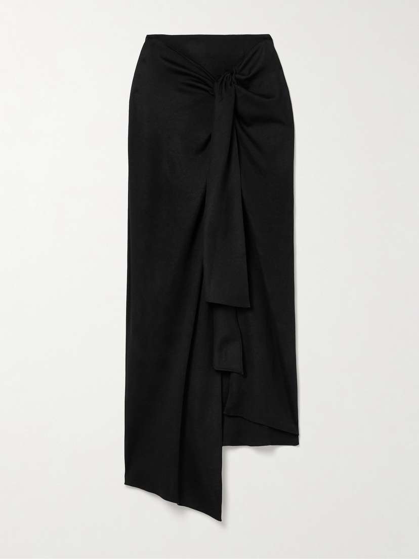 Salon 1884 Zadie Tie-detailed Draped Wool-jersey Midi Skirt