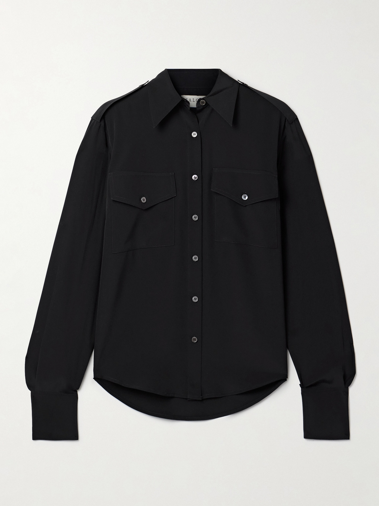 Salon 1884 Otis Silk Crepe De Chine Shirt In Black