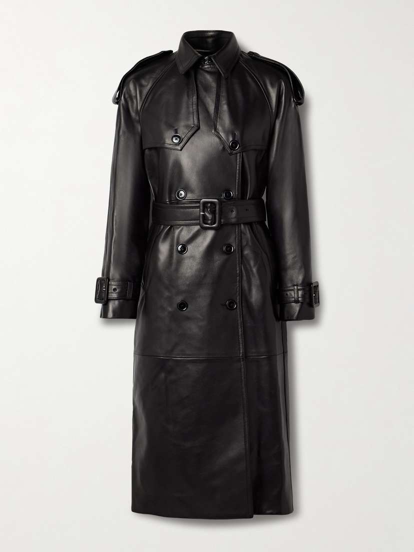 Salon 1884 Filippa Double-breasted Belted Leather Trench Coat