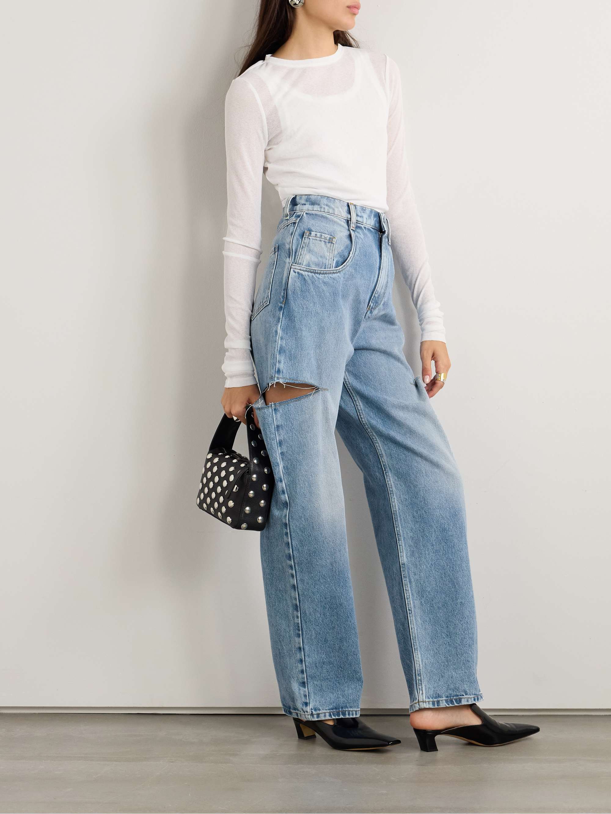 MAISON MARGIELA Cutout high-rise wide-leg jeans