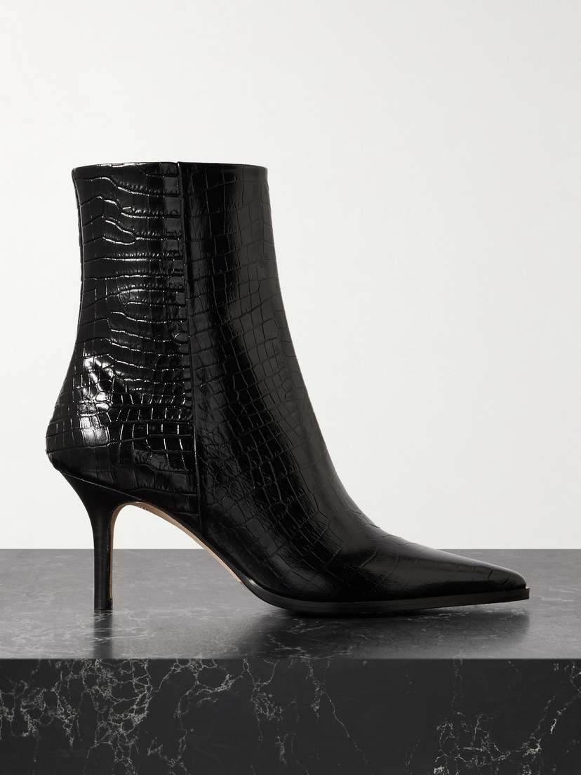 aeyde Hexi Croc-effect Leather Ankle Boots