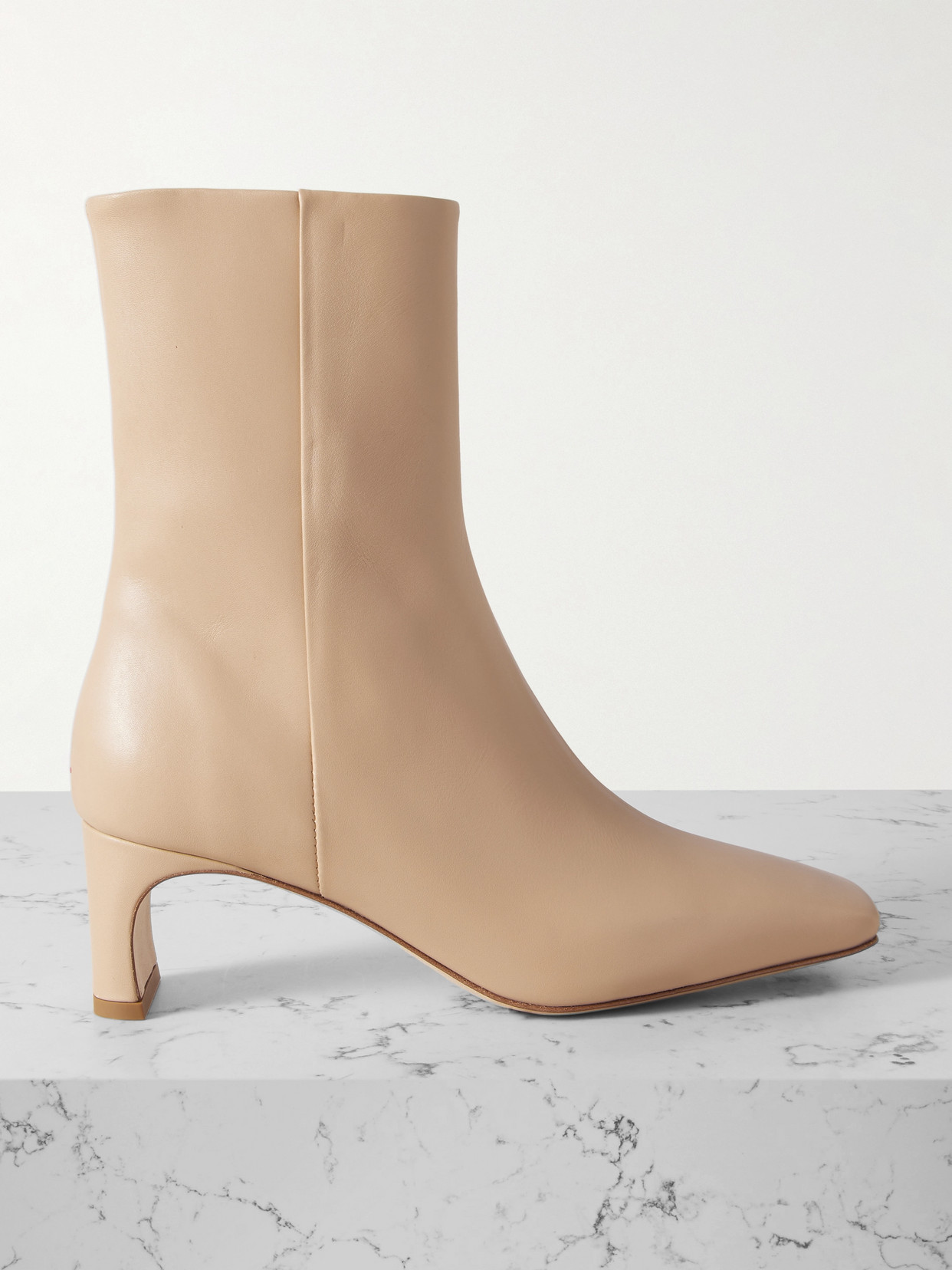 Aeyde Tabitha Leather Ankle Boots In Cream