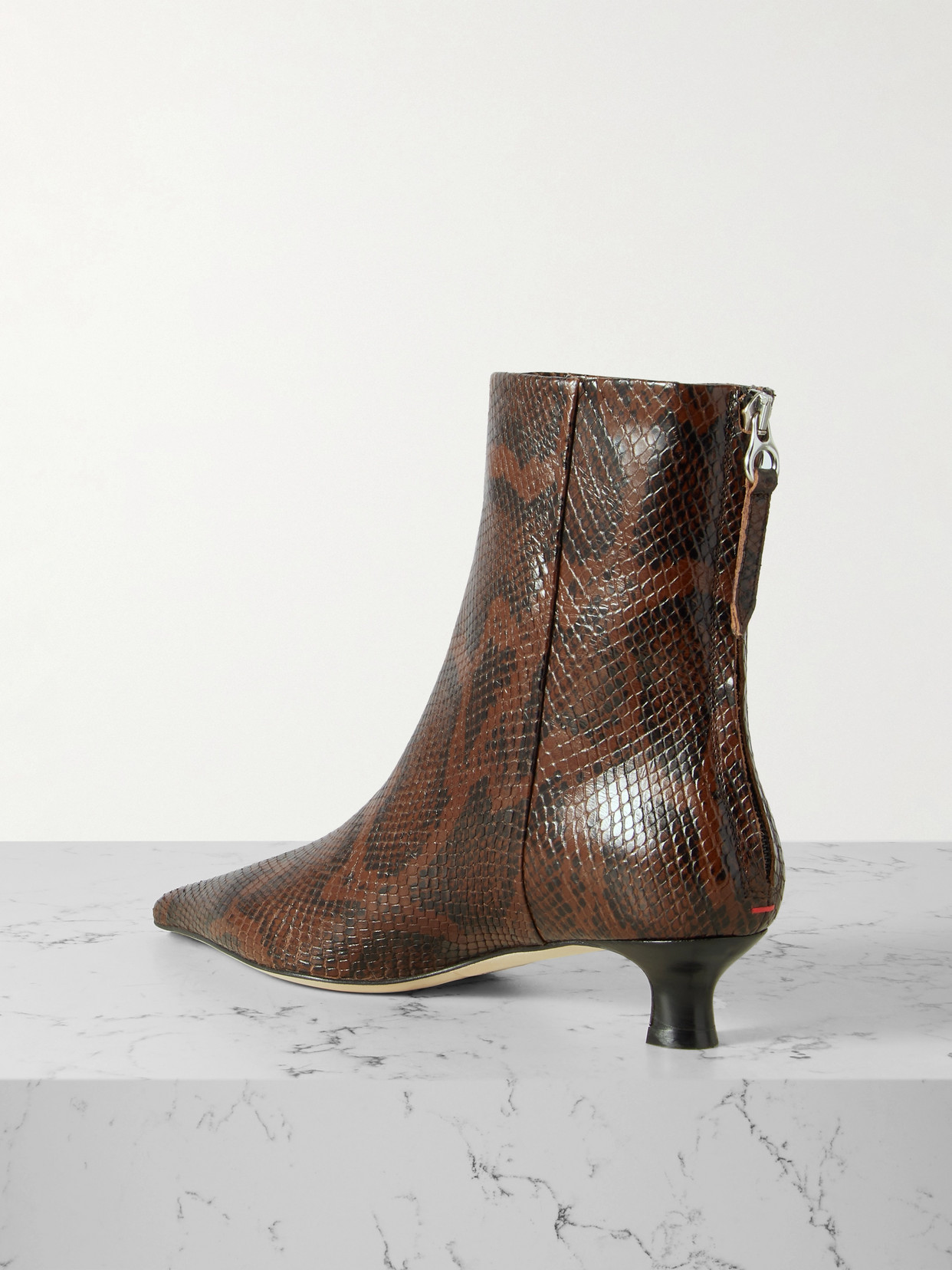 AEYDE ZOE SNAKE-EFFECT LEATHER POINT-TOE ANKLE BOOTS