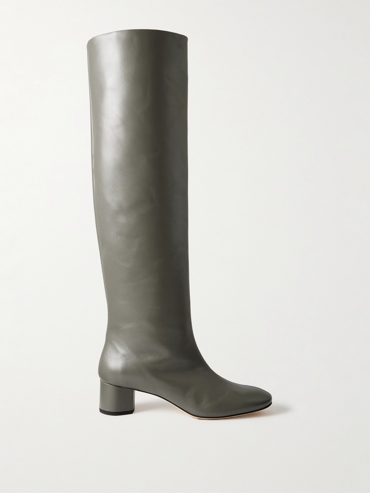 Aeyde Willa Leather Knee Boots In Green