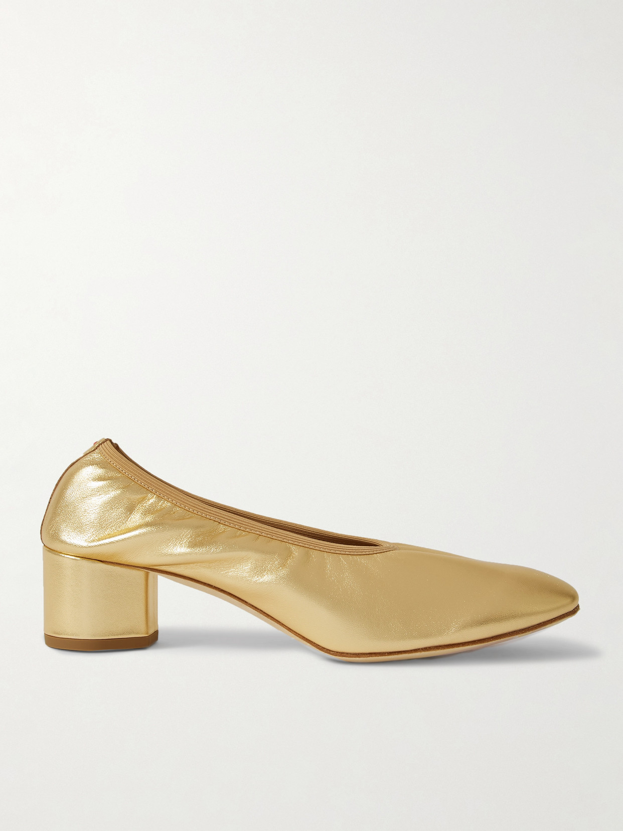 Aeyde Gemma Metallic Leather Pumps In Gold