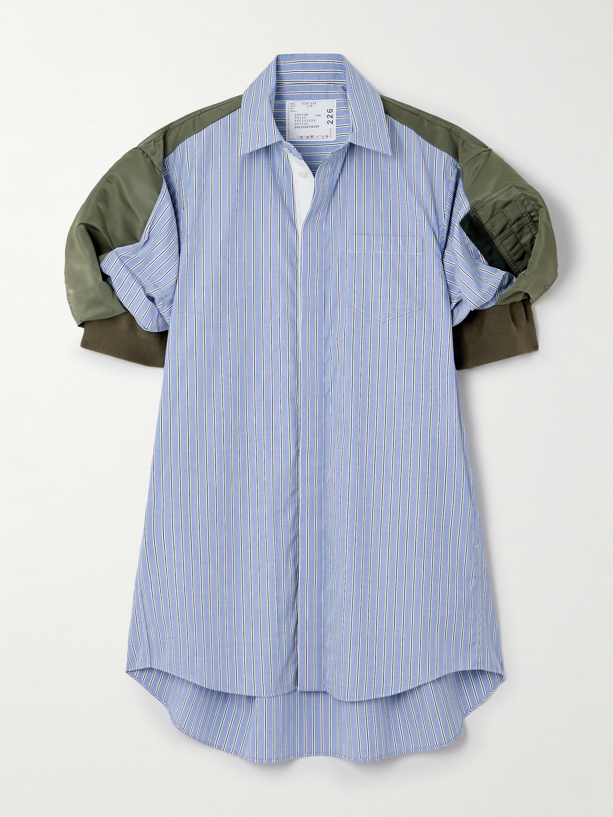 Sacai - Shell-trimmed Cotton-poplin Mini Shirt Dress - Blue