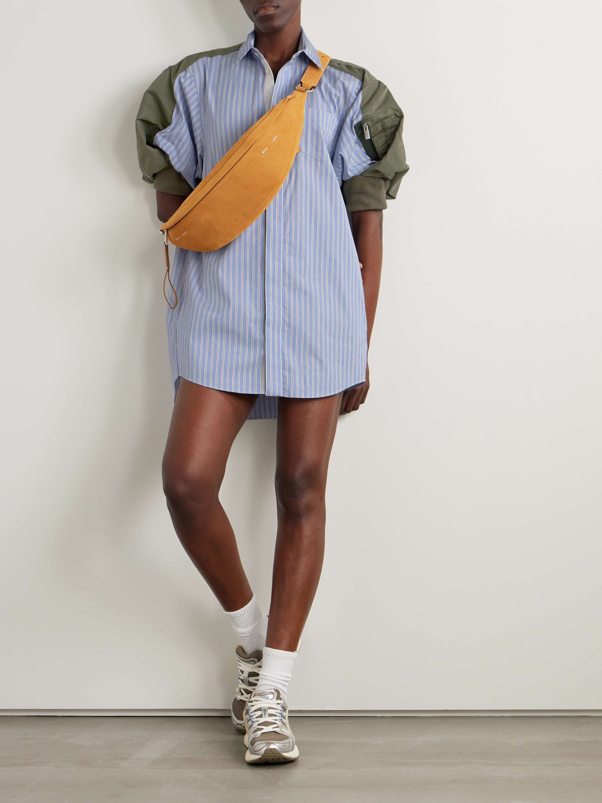 SACAI Shell-trimmed cotton-poplin mini shirt dress | NET-A-PORTER