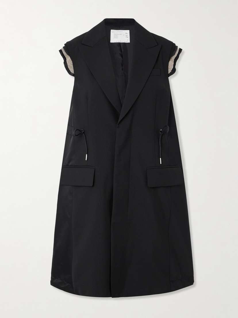 Sacai Canvas-trimmed Grain De Poudre And Shell Vest
