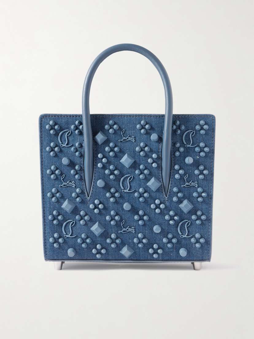 Christian Louboutin Paloma Mini Embellished Denim-trimmed Leather Shoulder Bag