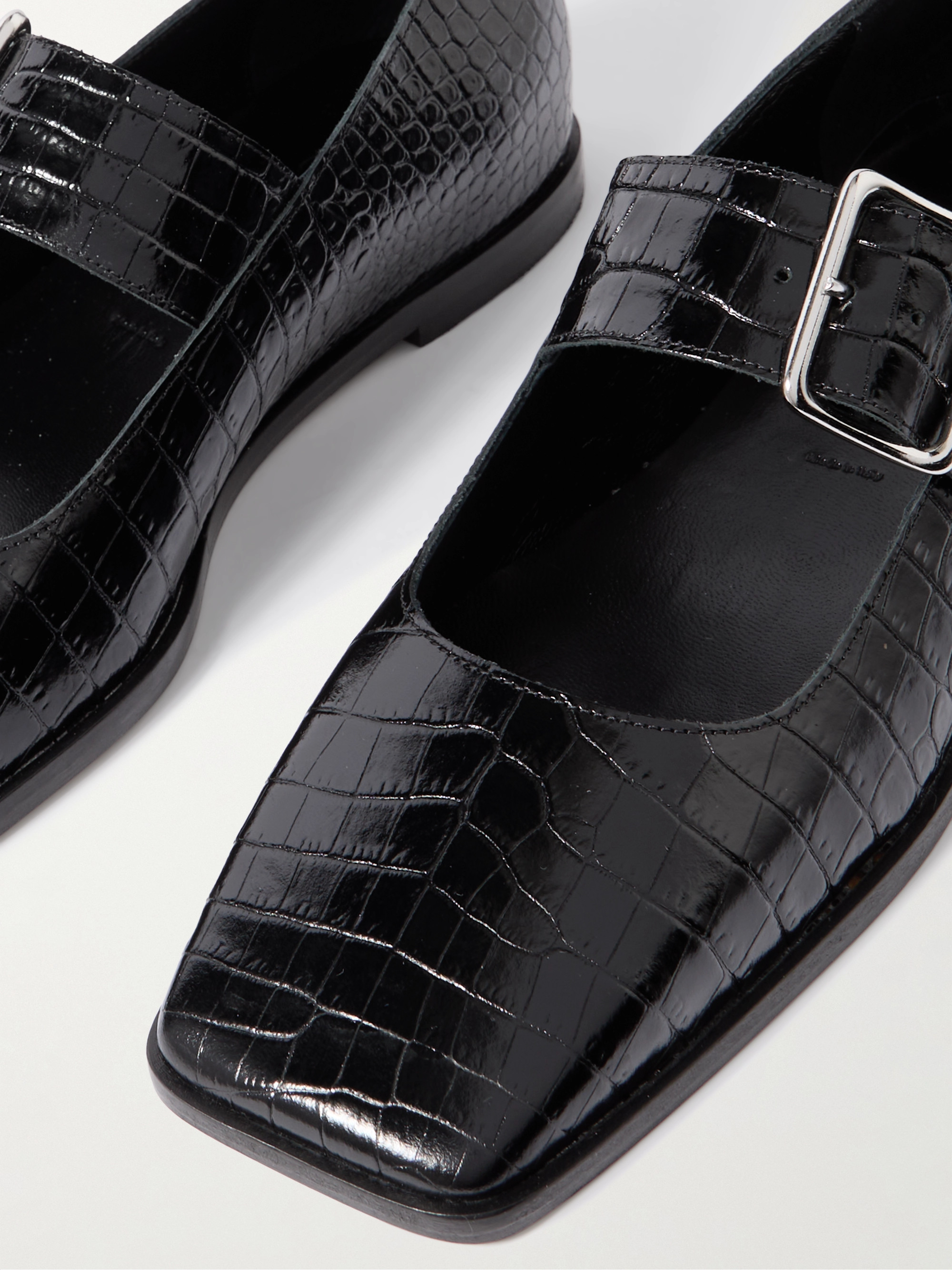 AEYDE Sunny croc-effect leather Mary Jane ballet flats thumbnail