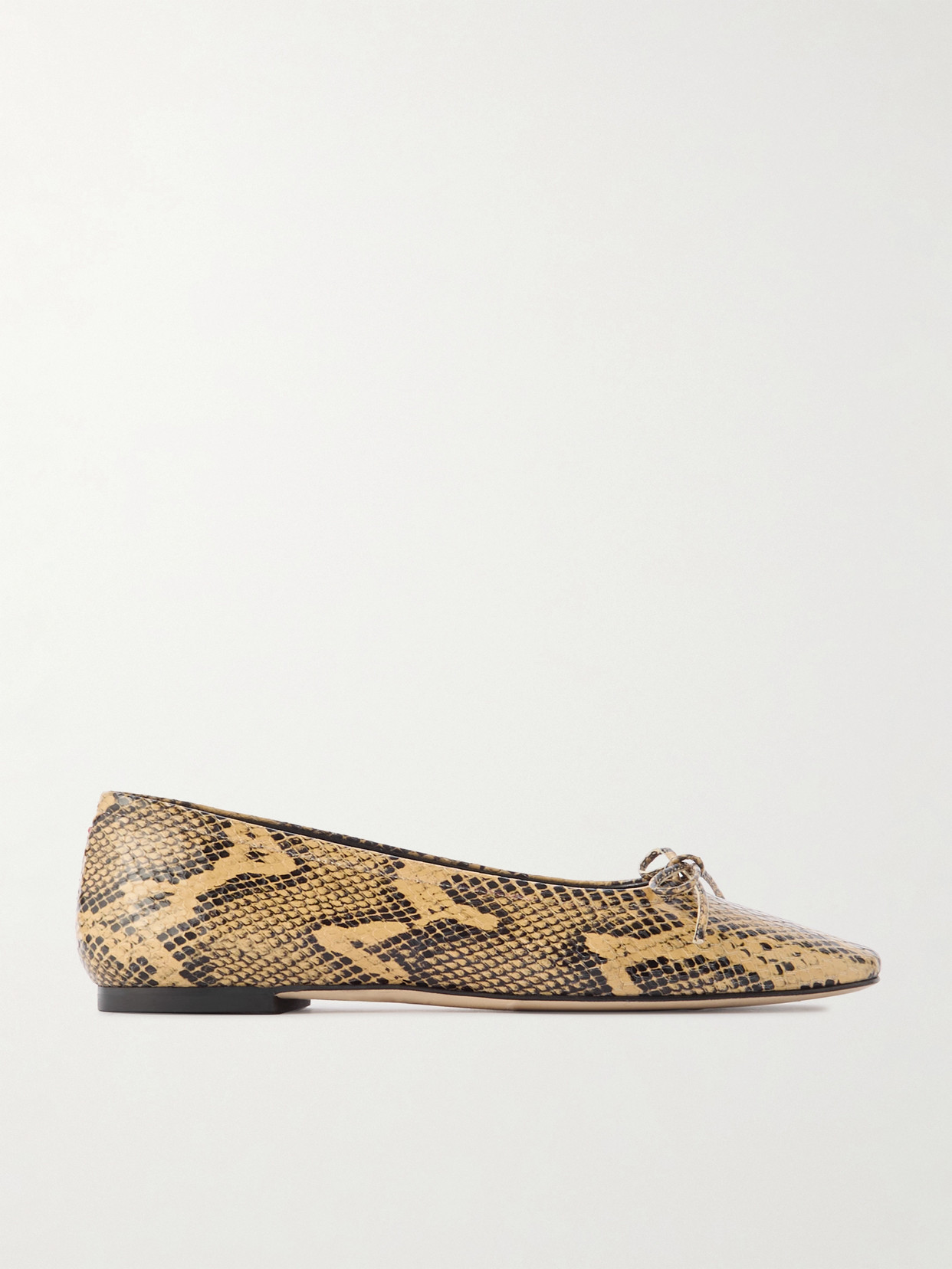 Aeyde - Delfina Bow-detailed Snake-effect Leather Ballet Flats - Animal print