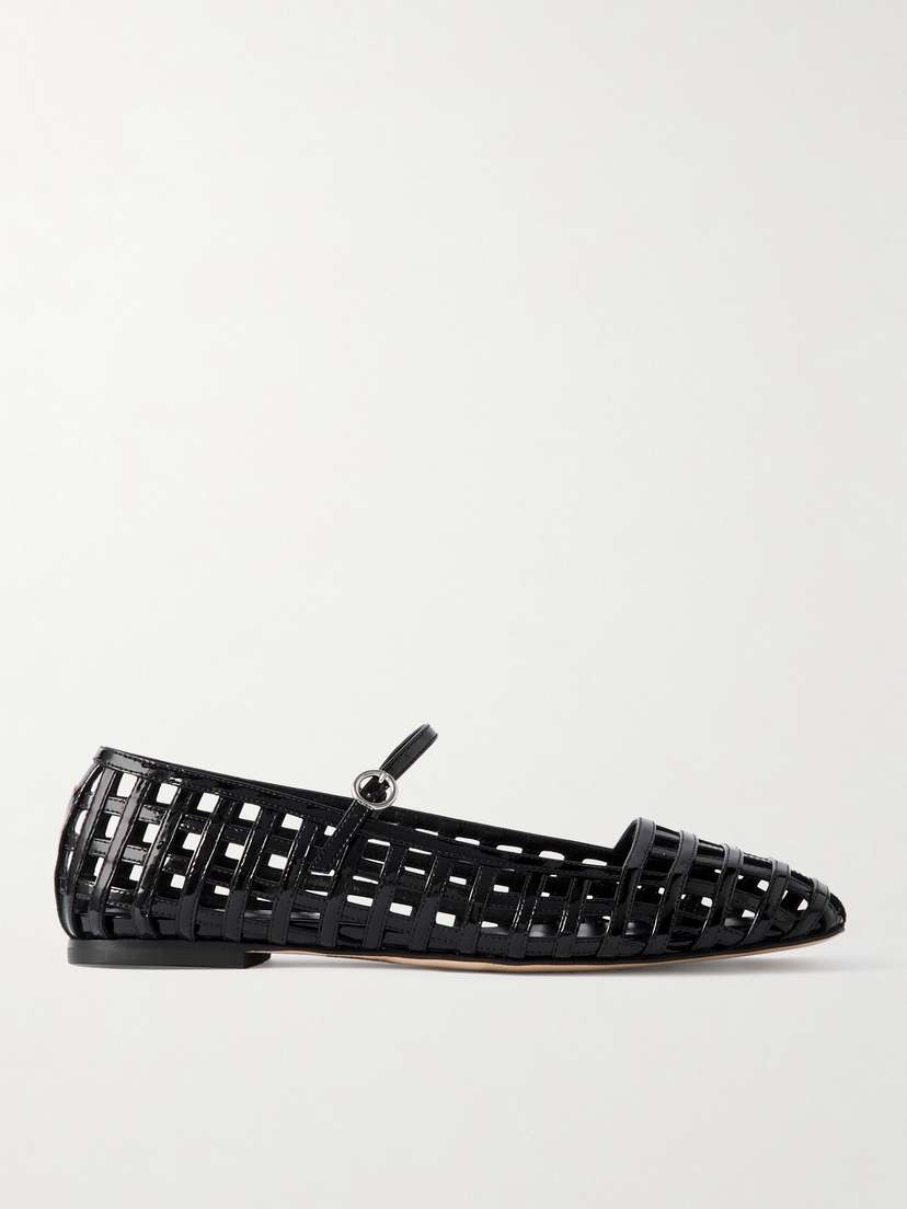 aeyde Uma Caged Cut-out Patent-leather Mary Jane Ballet Flats