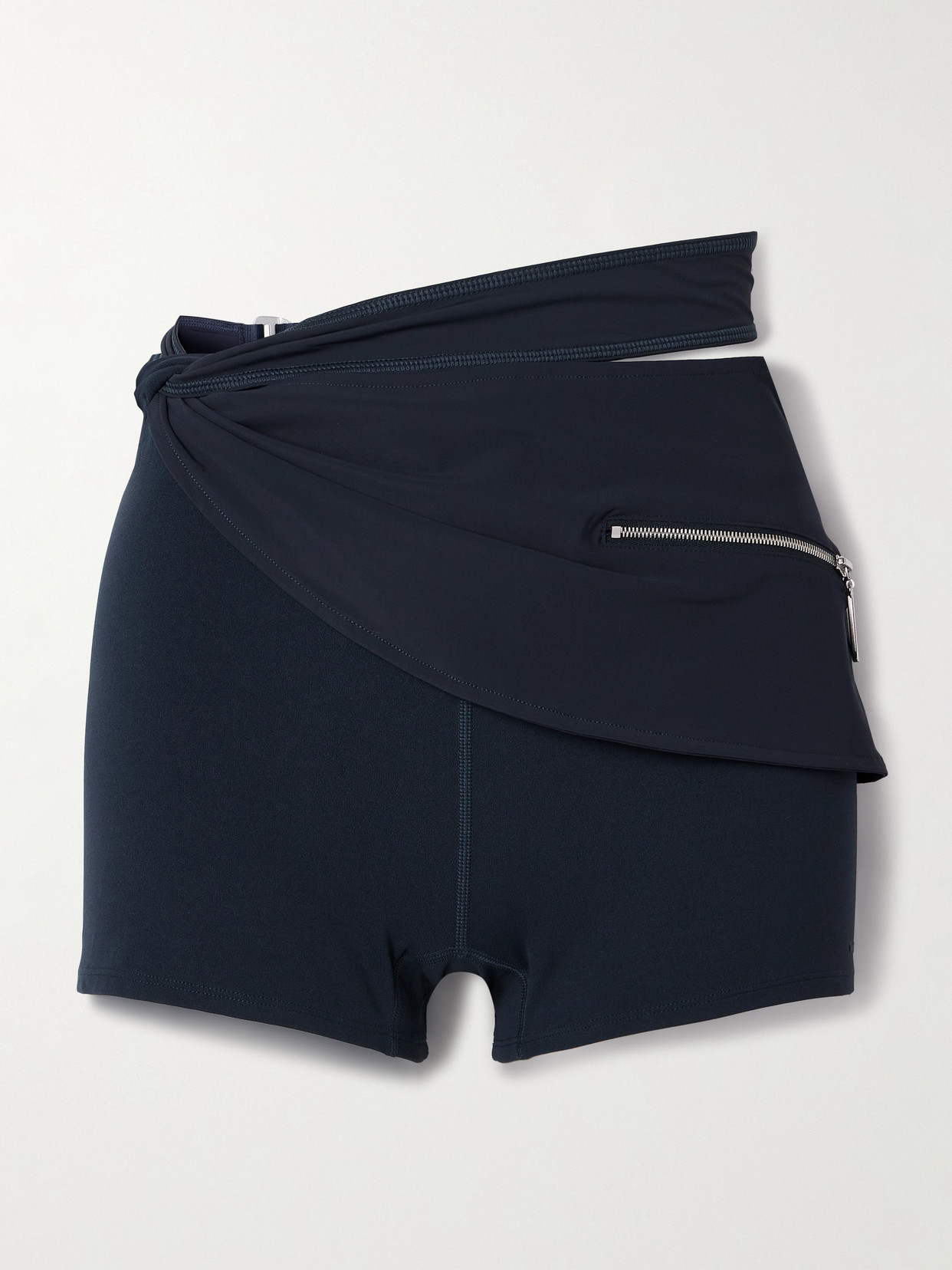 Shop Nike + Jacquemus Belted Layered Stretch Shorts In Blue