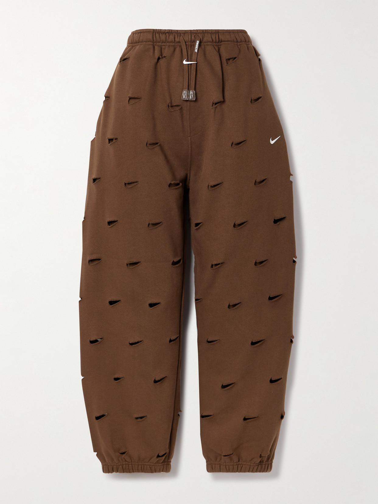 Shop Nike + Jacquemus Cutout Cotton-blend Jersey Track Pants In Brown