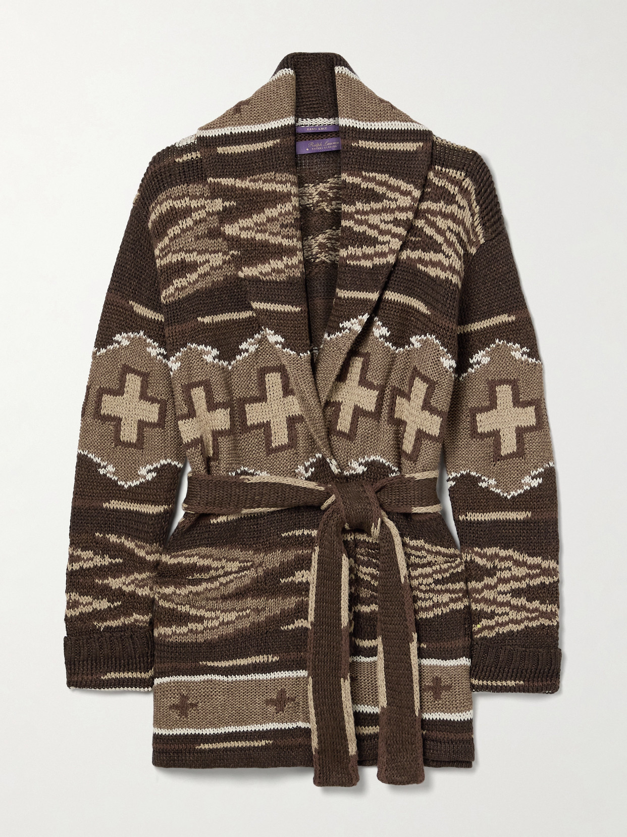 Polo Ralph Lauren Shawl Knit Self-tie Cardigan In Brown