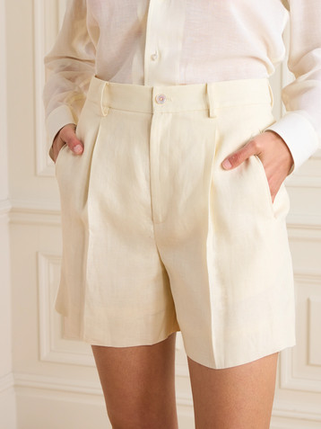 Ralph Lauren Collection Tracy pleated linen shorts