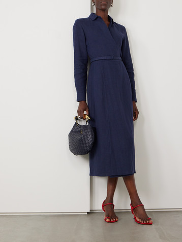 Ralph Lauren Collection Aniyah belted linen midi wrap dress