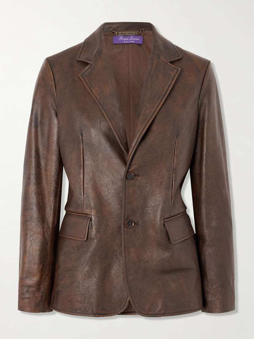 Ralph Lauren Collection Tomasso Distressed Leather Blazer