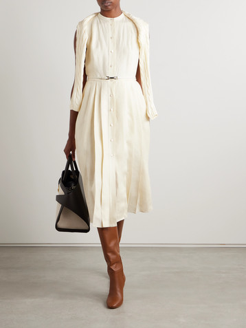 Ralph Lauren Collection Kennedi belted pleated linen midi dress
