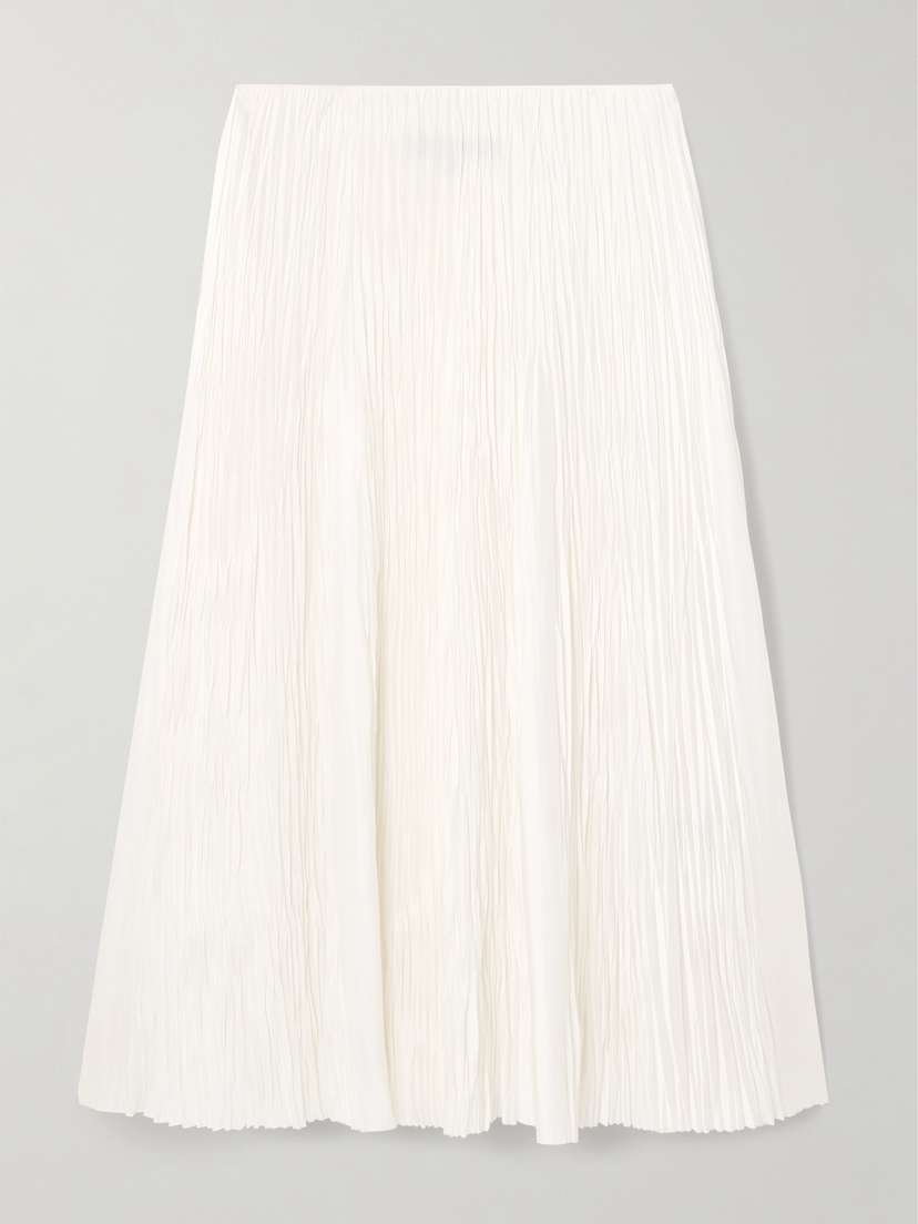 Ralph Lauren Collection Malone Plissé-satin Midi Skirt
