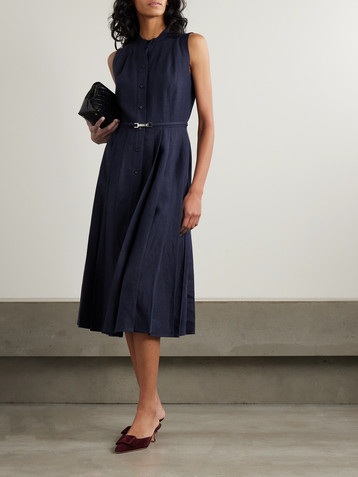Ralph Lauren Collection Kennedi belted pleated linen midi dress