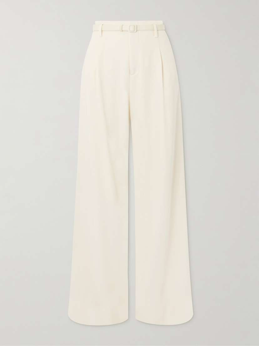 Ralph Lauren Collection Belted Pleated Wide-leg Linen Pants - US0