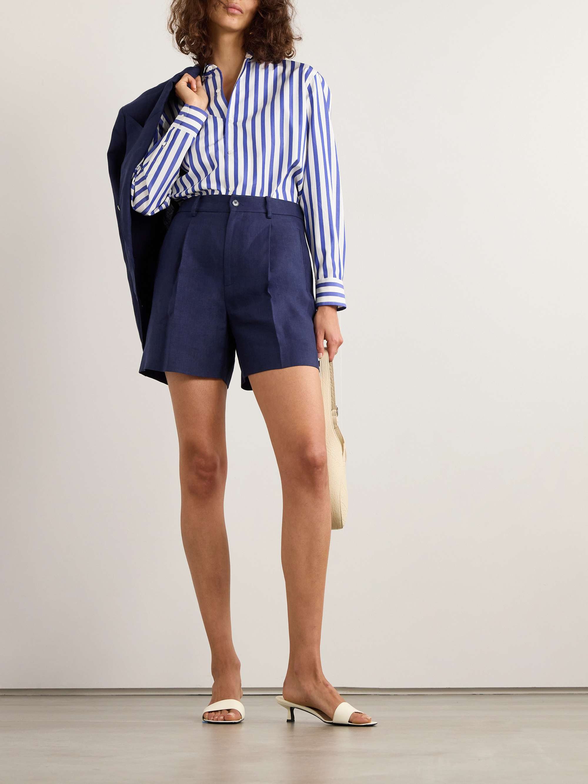 RALPH LAUREN COLLECTION Tracy pleated linen shorts NET A PORTER