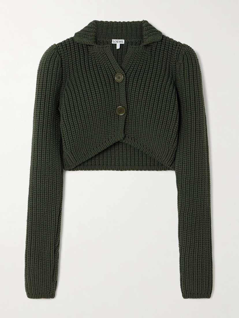 Loewe Cropped Ribbed-knit Cardigan