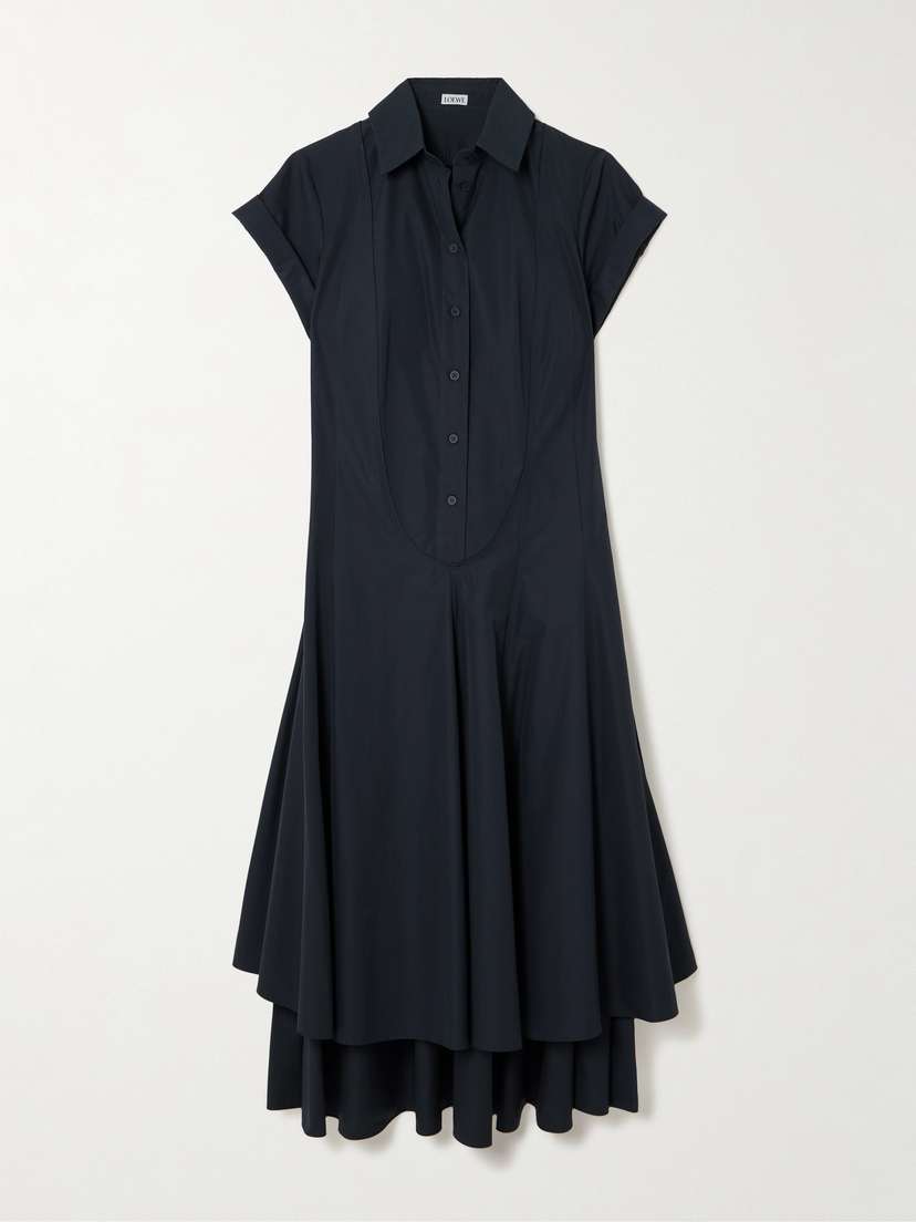 Loewe Layered Cotton-blend Poplin Midi Shirt Dress