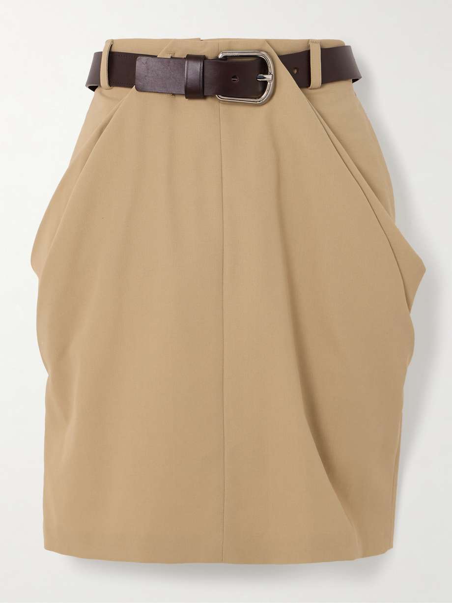 White Belted Twill Mini Skirt