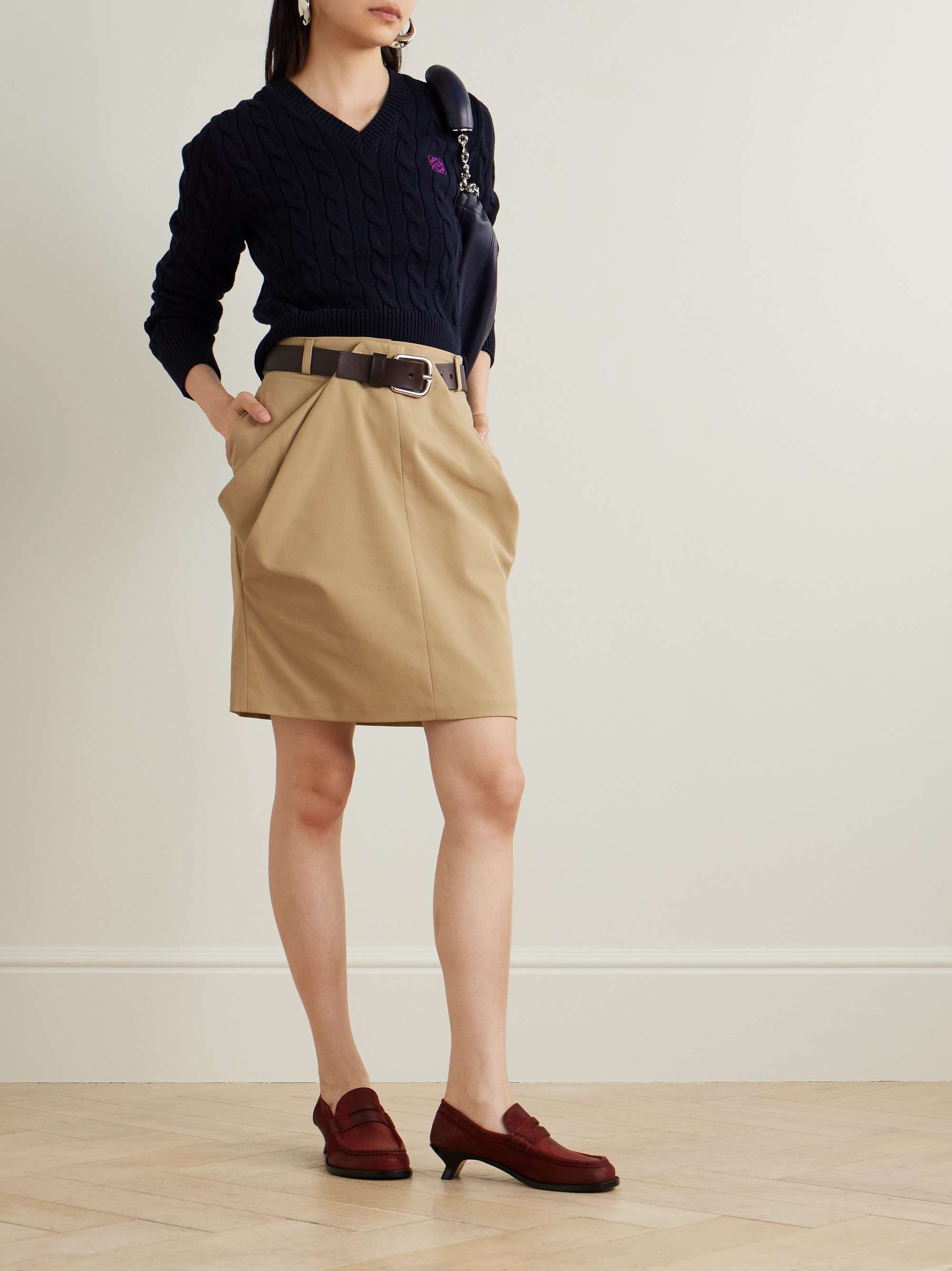 Draped leather mini skirt sale