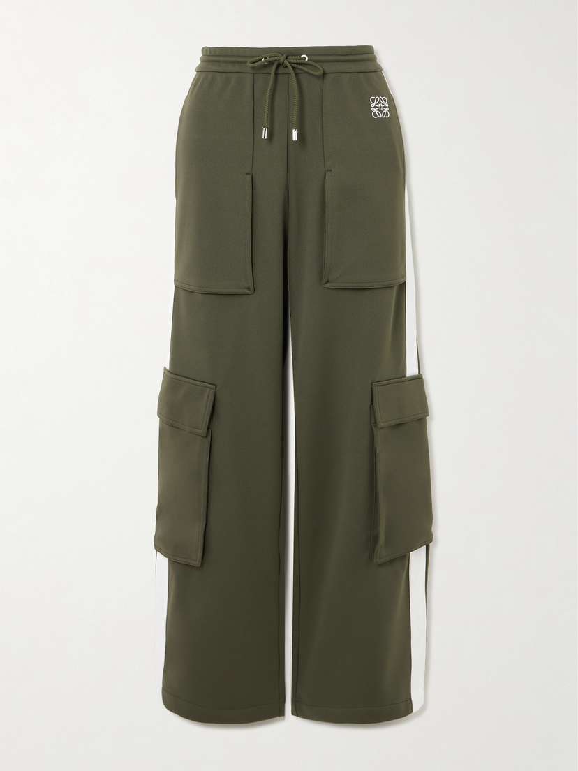 Loewe Striped Embroidered Tech-jersey Straight-leg Cargo Pants
