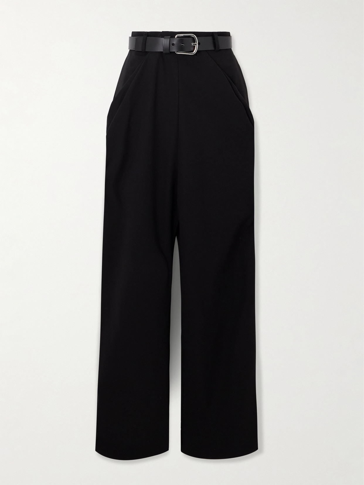 Loewe Belted Draped Cotton-twill Pants In Black