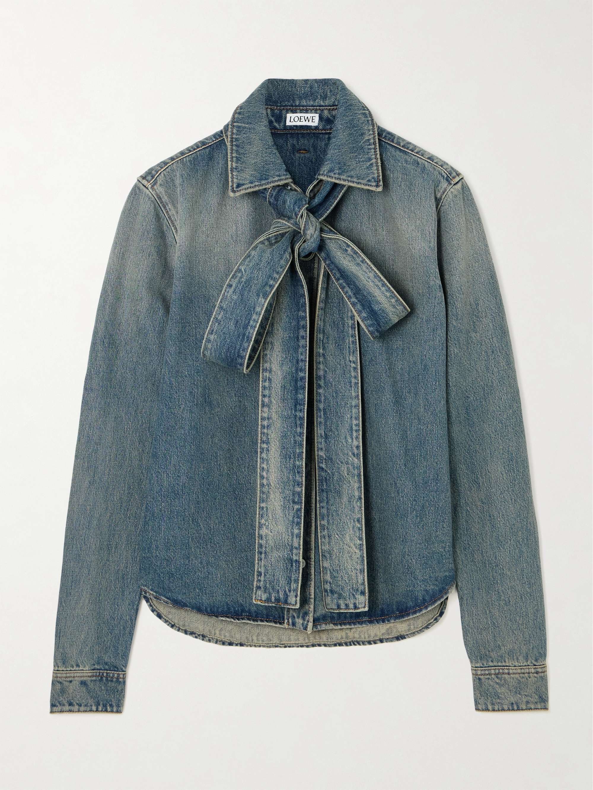 LOEWE Bow-detailed denim shirt | NET-A-PORTER