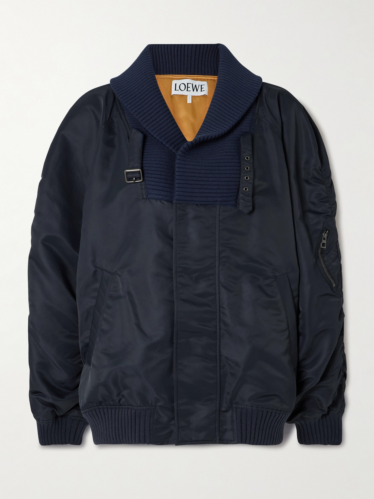 【国内発送】LOEWE ジャケット Oversized shell bomber jacket LOEWE Leather-trimmed padded shell bomber jacket | NET-A-PORTER