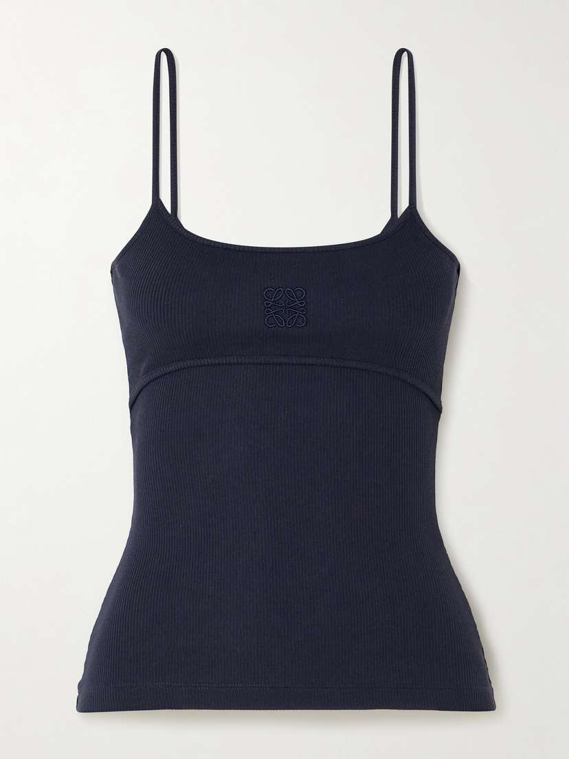 Loewe Anagram Logo-embroidered Ribbed Stretch-cotton Jersey Tank