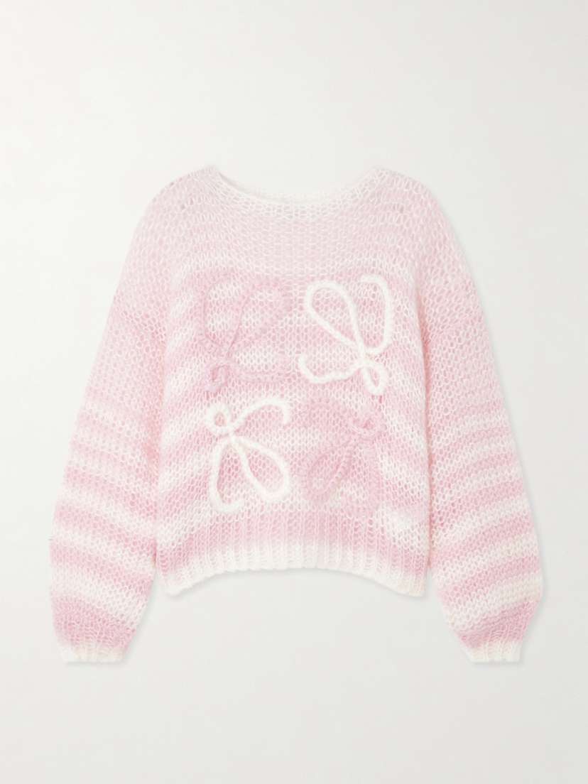 Loewe Anagram Striped Mohair-blend Sweater