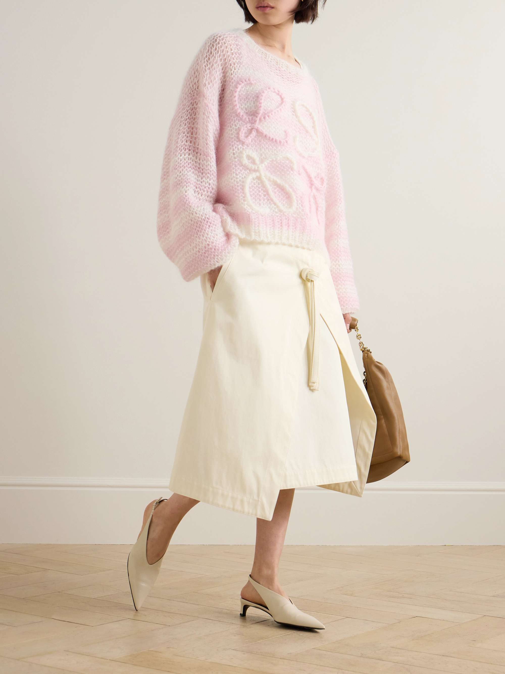 Anagram striped mohair blend sweater pink x small