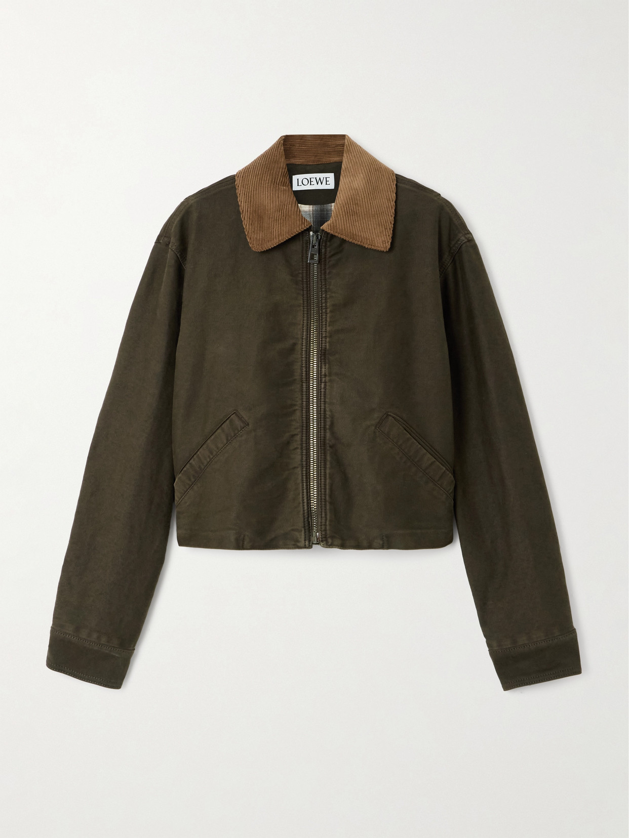 Loewe Corduroy-trimmed Cotton Jacket In Brown