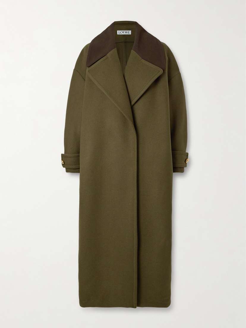 Loewe Pebble Cotton Corduroy-trimmed Wool Coat
