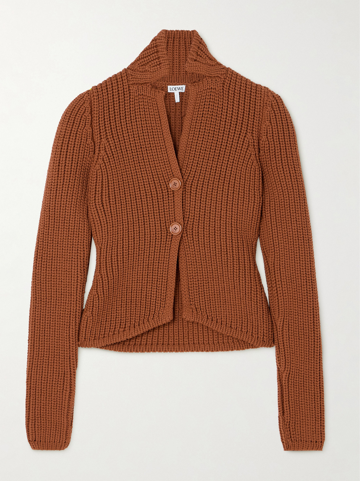 Loewe Ribbed-knit Cardigan In Brown