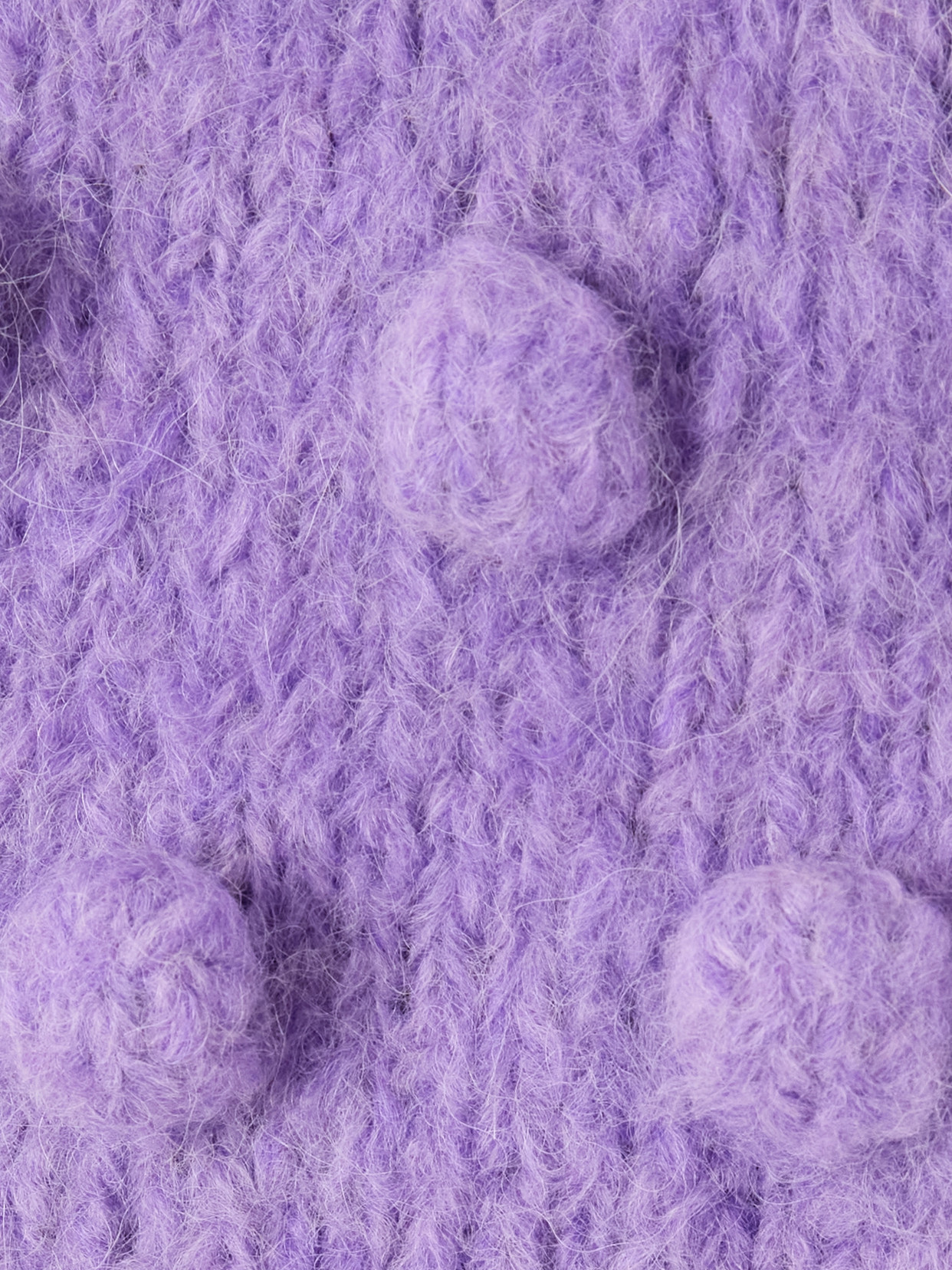 Loewe Cropped Pom Pom-embellished Brushed Knitted Sweater In Purple